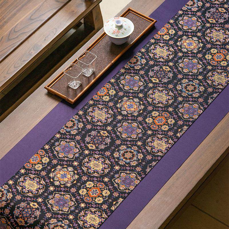 形相茶席织锦天青宝相花传统纹样桌旗双层隔热茶台茶几桌布茶具垫,居家布艺,茶席,淘宝优惠券,粉丝福利购,淘宝优惠卷