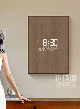 原木风电表箱装饰画带钟表2025新款竖版数显电子时钟配电箱遮挡画