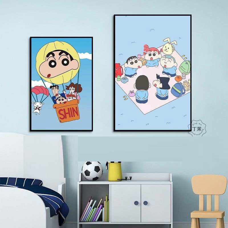 蜡笔小新装饰画卡通的晚餐卧室奶茶店家居壁画儿童房床头挂画