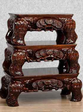 挖实木奇根雕重石头摆件底FKS座可槽花瓶盆景鱼缸工艺品承木底座