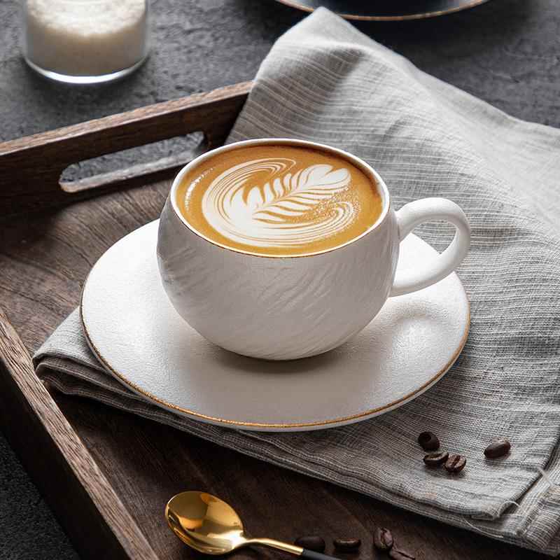 高颜值陶瓷咖啡杯碟套装意式美式轻奢早餐杯水杯下午茶杯陶瓷餐具