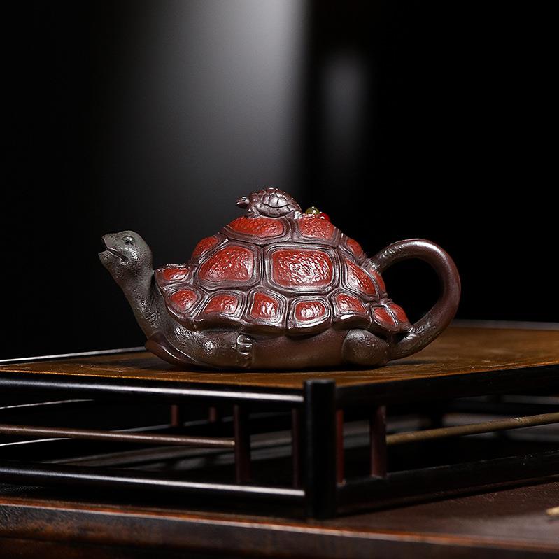 宜兴厂家乌龟紫砂壶原矿紫泥手工富甲一方紫砂茶壶家用泡茶器