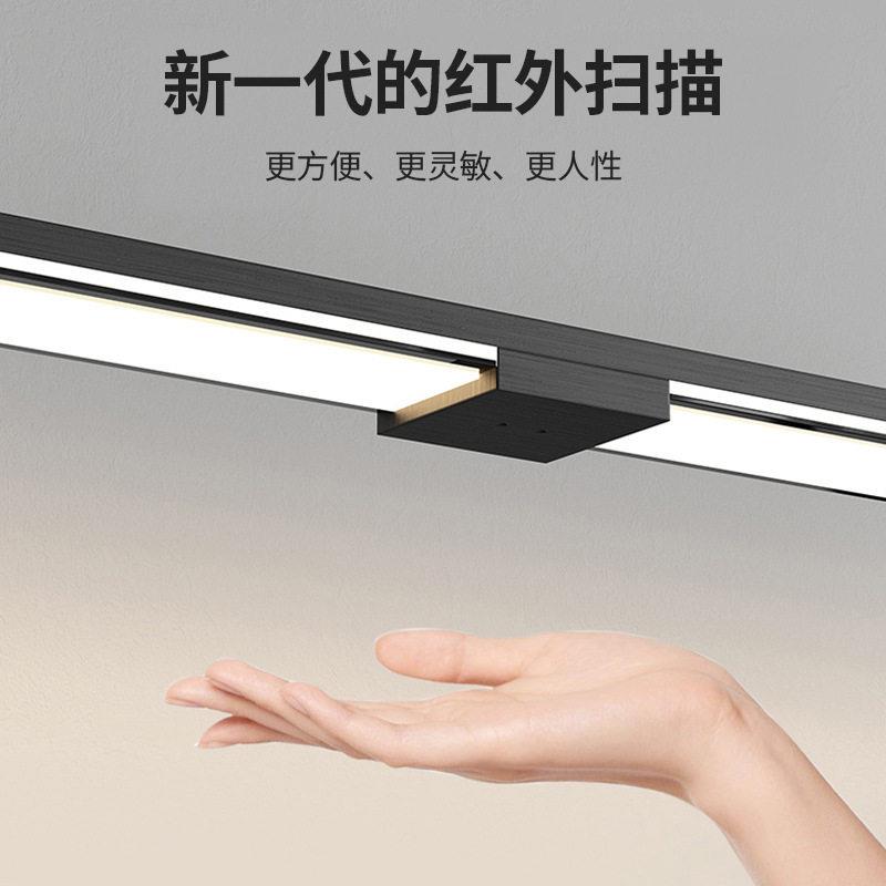 一字长条餐厅吊灯手扫感应升降意式极简风设计师led灯客厅灯具