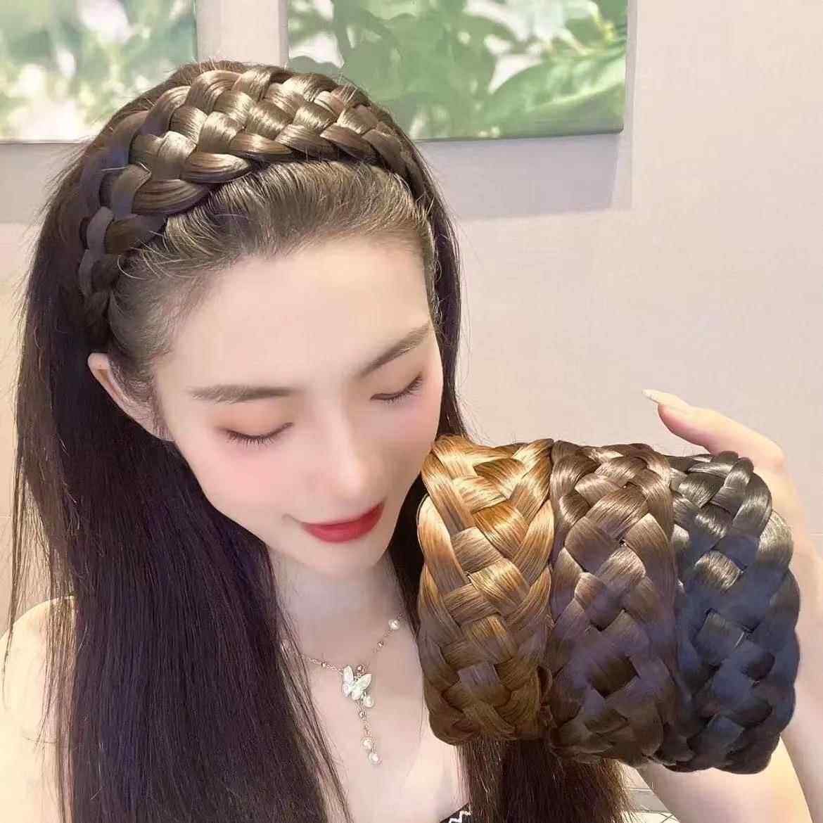 鱼骨辫长卷发碎发发带假发发箍替换夏天防滑新款女款防掉编发日常