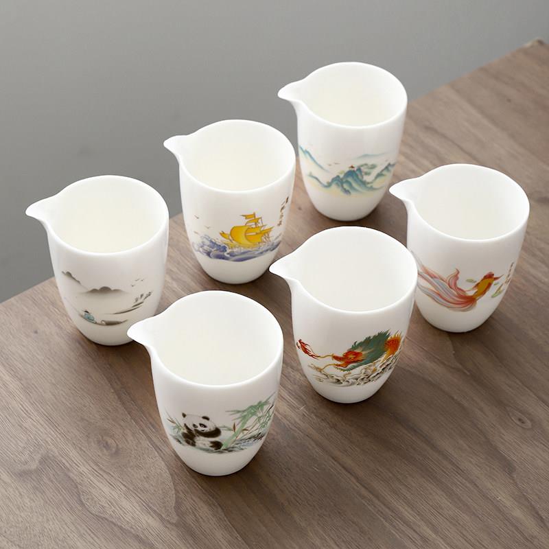 羊脂玉白瓷公道杯办公室客厅滤茶杯家用分茶器匀茶杯功夫茶具配件