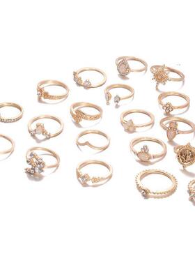 镶钻戒指 retro European American diamond joint ring 19-piece