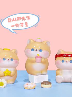 小柴旺旺小摆件可爱狗狗公仔树脂工艺品车载内饰用品创意桌面摆件