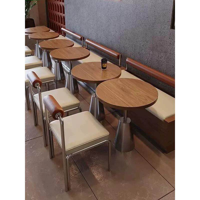 韩式餐厅日料店实木桌椅组合网红咖啡厅奶茶甜品店简约小圆桌商用