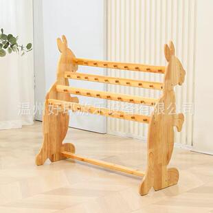 可儿童移 巾架幼儿架JFC园挂樟子松原木毛质置物架实木毛巾落地式