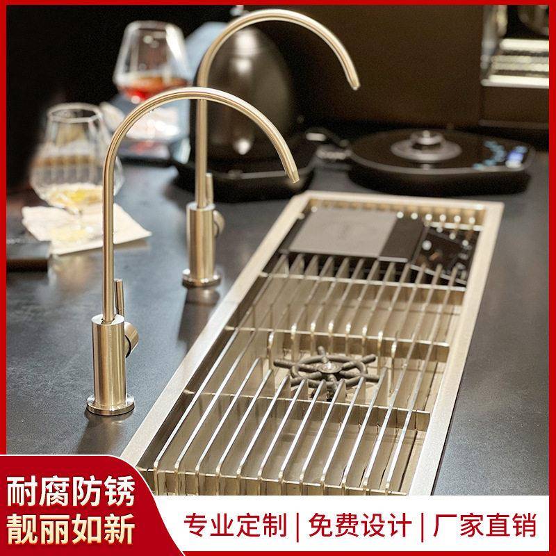 澜鑫不锈钢手工冲台洗杯器咖啡台嵌入式茶道洗杯设备台多功能