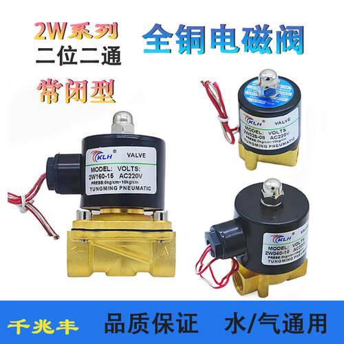 全铜电磁阀2W025-08水/气阀2W040-10/160-15常闭AC380V220V/DC24V