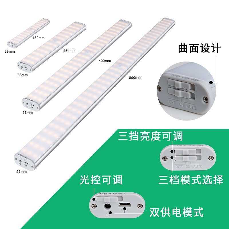 led感应灯带无线自粘明装橱柜灯 厨房餐边柜免接线灯带充电衣柜灯,家装灯饰光源,小夜灯,淘宝优惠券,粉丝福利购,淘宝优惠卷
