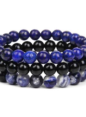 8mm Natural Stone Bracelet Set 3Pcs/set Rhodonite Rose Pink