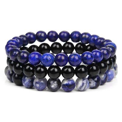 8mm Natural Stone Bracelet Set 3Pcs/set Rhodonite Rose Pink