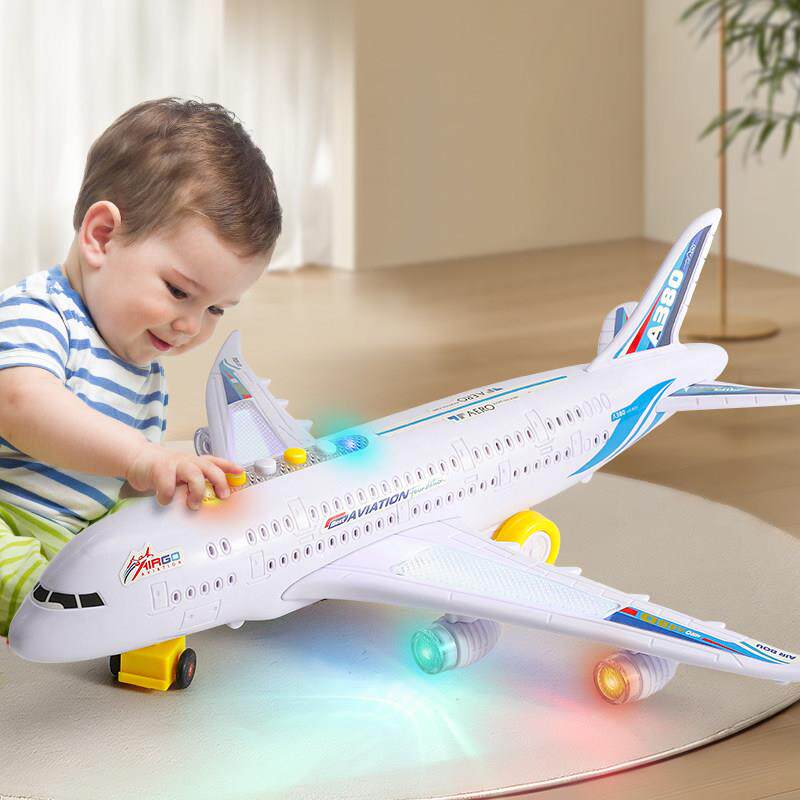 儿童大号A380电动飞机模型万向飞机玩具宝宝2岁3闪光客机男孩耐摔