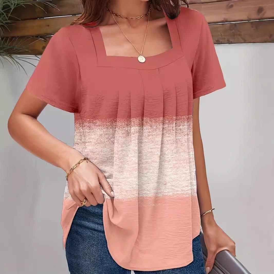 Top Swallowtail Square Neck Ruffled Ruffle Short Sleeve