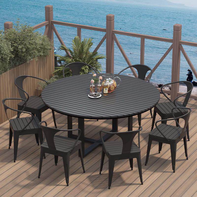 防晒户外休闲桌椅大排档餐厅室外圆形餐桌露台烧烤外摆大圆桌组合