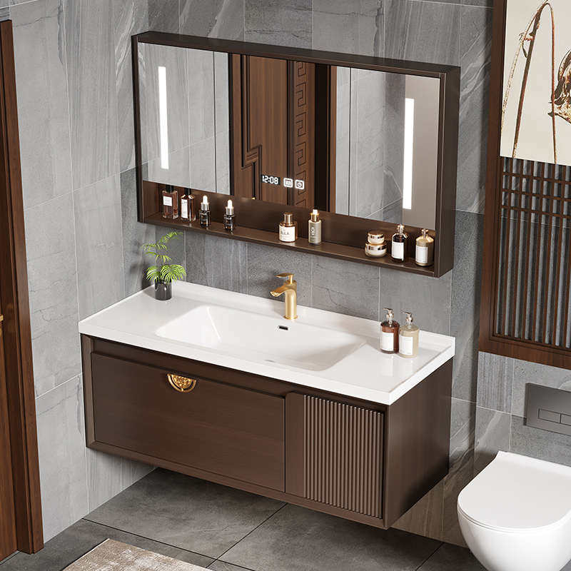 新中式浴室柜挂墙式卫生间洗手洗脸柜组合镜柜橡木浴室柜,家装主材,浴室柜,淘宝优惠券,粉丝福利购,淘宝优惠卷