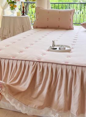 202梦5新款保水洗棉夹棉花边床笠床二合一加厚SX202305床罩席裙思