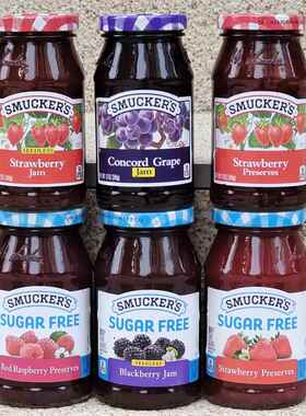 无糖草莓果酱甜点夹心水果酱面包涂抹酱Smuckers Fruit PRESERVES