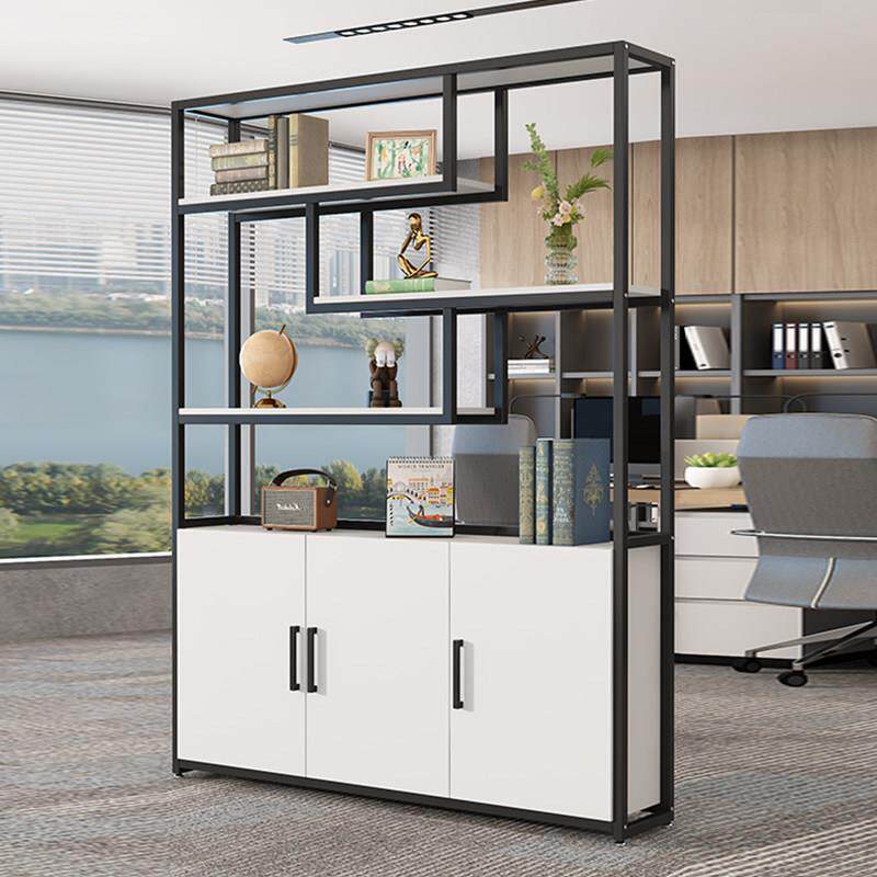 办公室书架双面文件柜工业风铁艺屏风置物架公司高隔断镂空展示架
