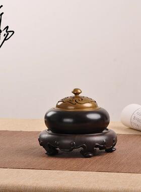 非洲黑檀茶壶盆景花瓶玉器奇石佛像古玩摆件方圆底座实木整木雕刻