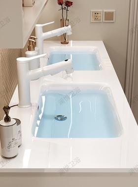 陶奢瓷轻脸盆台卫生间洗漱台洗手智727能实木全镜浴室柜c双盆一盆