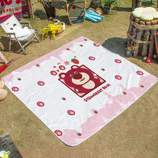 野炊沙滩踏青垫春游熊格草莓棋盘垫防水草坪防潮垫隔热便携垫野餐