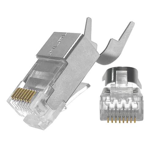 方贝 RJ45 CAT8带尾夹屏蔽网线接头1.5孔 STP八类万兆水晶头盒装