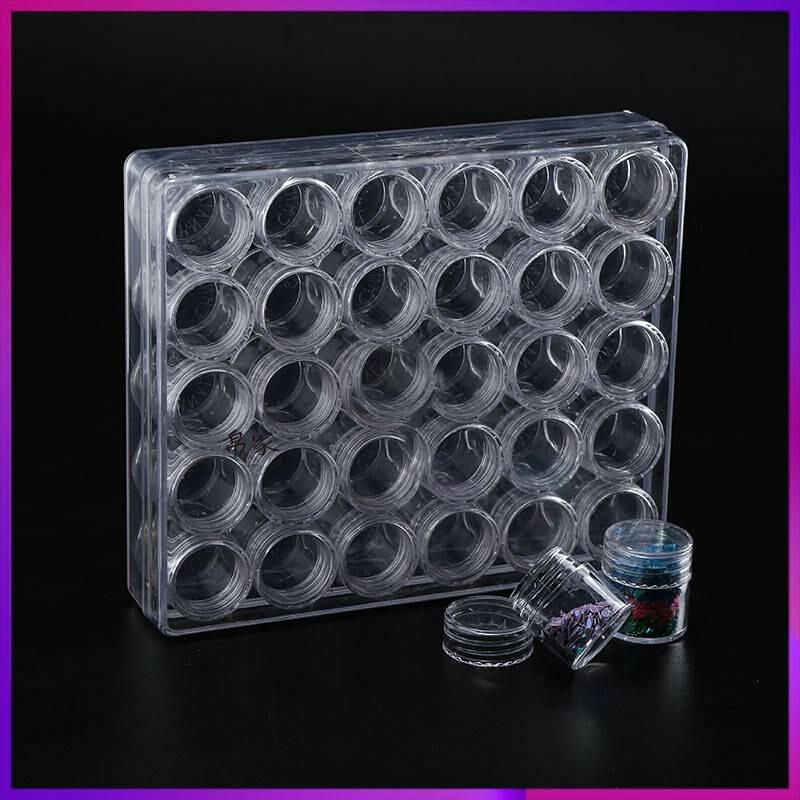 30格独立小圆盒透明钻盒饰品盒首饰盒美甲收纳盒亚克力圆形样品盒