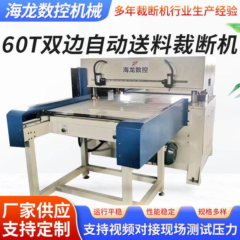 60T吸音棉皮革下料机海绵珍珠棉四柱裁断机双边自动送料裁断机