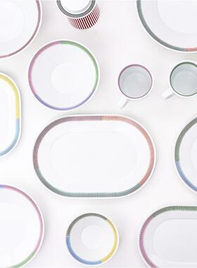 日本进口1616 arita有田烧PC Outline陶瓷餐盘深盘平盘椭圆盘汤碗