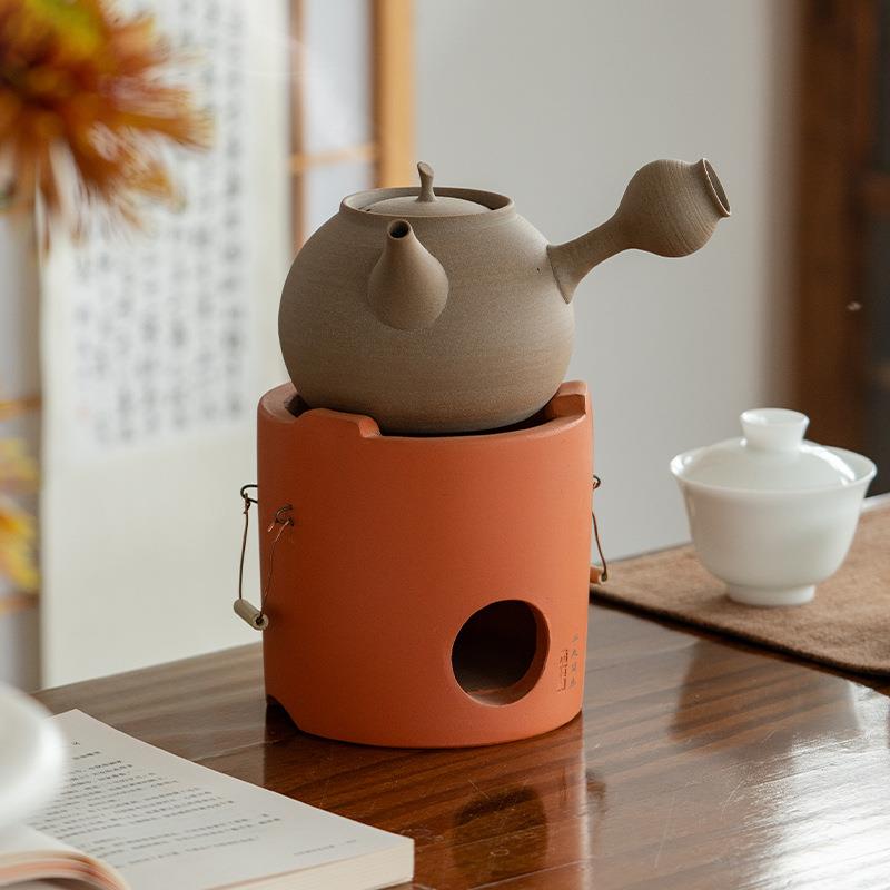 副榜煮茶炭炉炭火煮茶红泥小火炉一体工夫茶砂铫煮水壶电陶炉套装