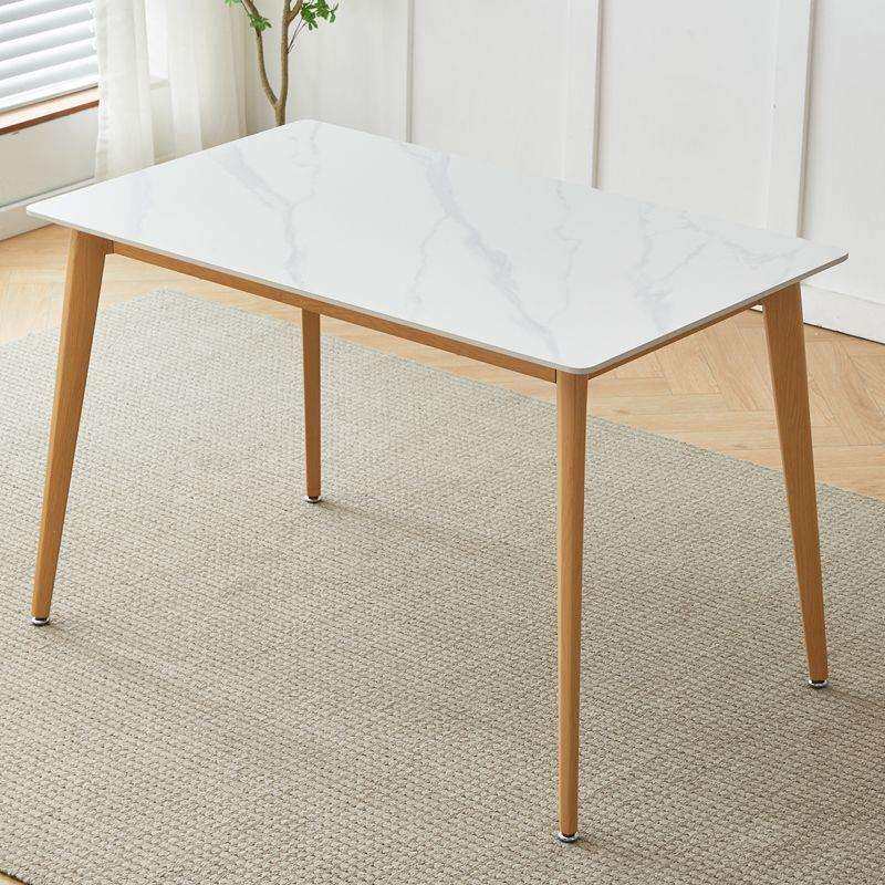 新款北欧奶油风白色岩板餐桌长方形仿实木简约餐桌椅组合