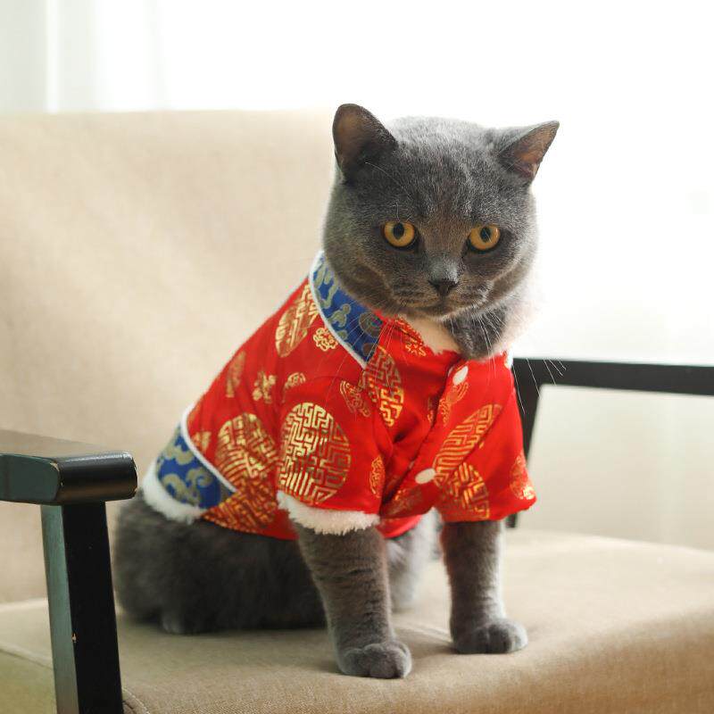 猫咪唐装盘扣两脚衣狗狗唐装猫咪新年衣服秋冬装小奶猫宠物旗袍