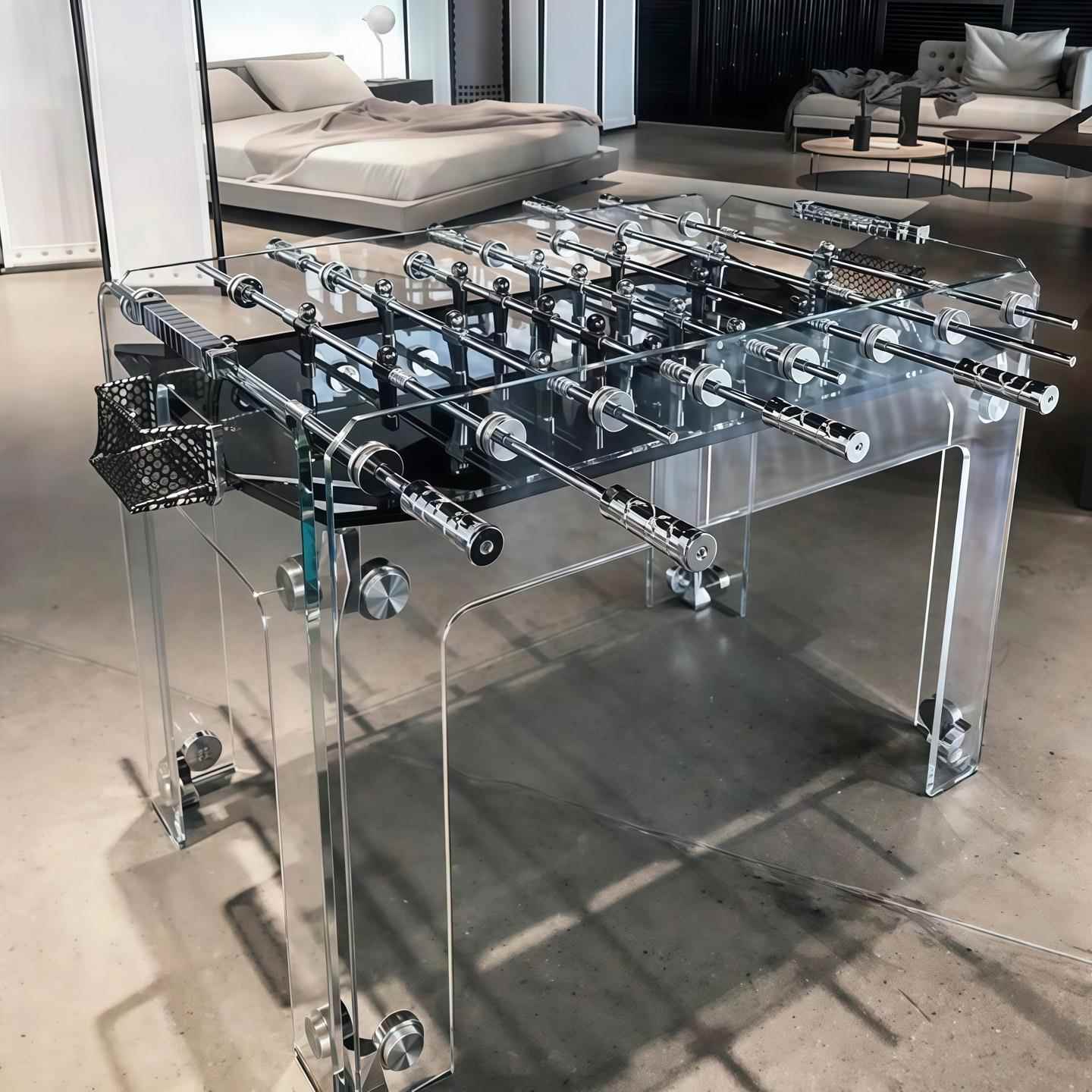 透明钢化水晶玻璃桌上足球机亚克力标准成人高端桌上足球台