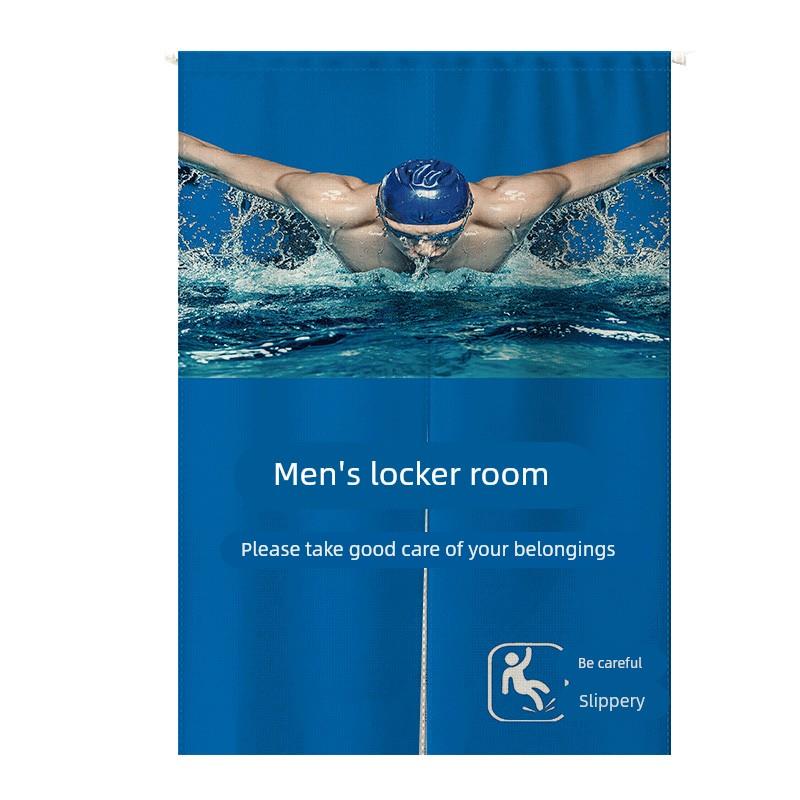 定制换衣间隔断布帘免打孔加logo游泳馆更衣室门帘布艺遮挡帘游泳