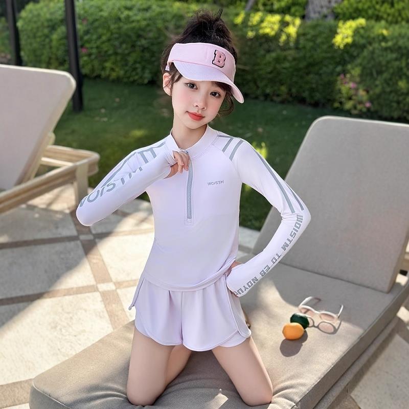 英国Next Kiss女童泳衣夏季2025新款儿童游泳衣大童两件式长袖泳