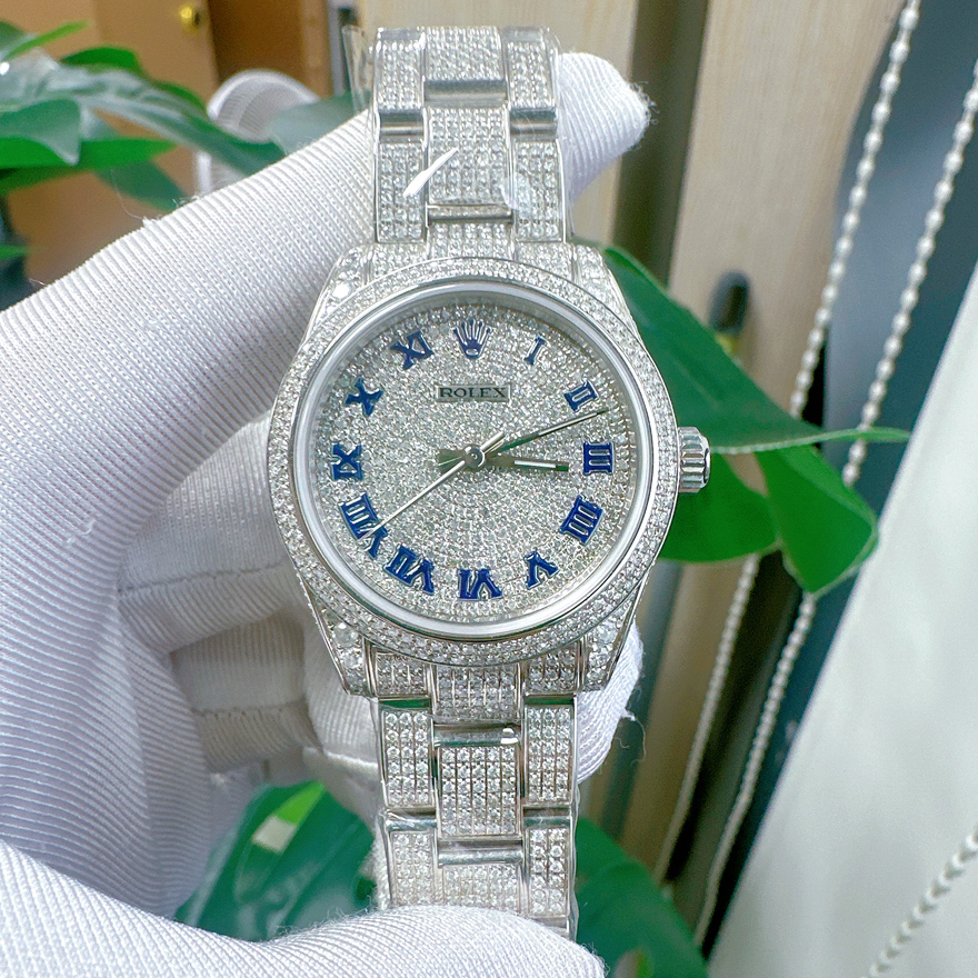 满天星98新Rolex劳力士30mm全自动机械女士手表后镶钻圈钻盘腕表