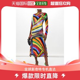 香港直邮Emilio Pucci 女士Iride-print 高领天鹅绒连衣裙