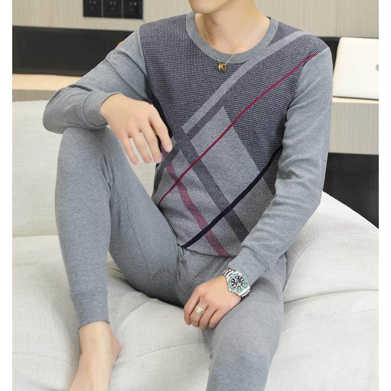 MAROLIO纯棉秋衣秋裤加厚中年男士棉毛衫老年人打底内衣套装