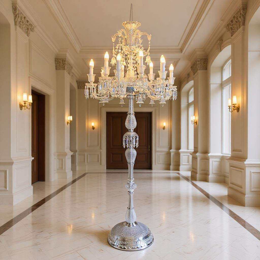 法式水晶落地灯酒店餐厅婚宴礼堂落地灯欧式复古客厅卧室落地灯具