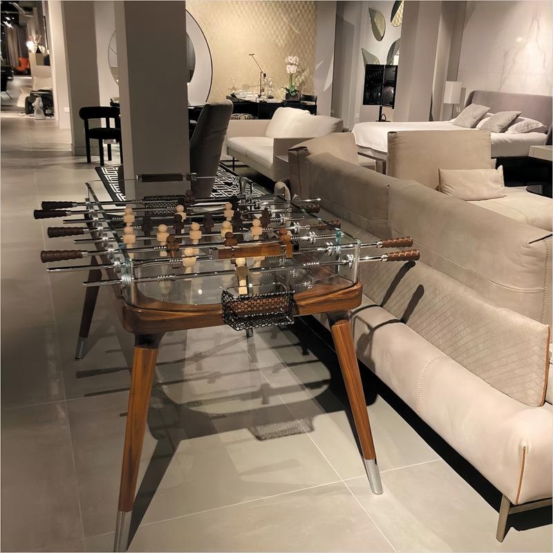 苏黎世意式轻奢家用玻璃桌上足球桌八杆室内豪宅双人桌上足球台