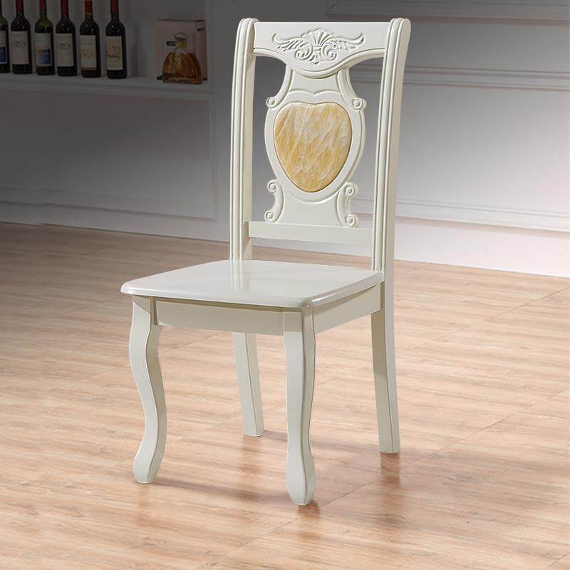 欧式椅子靠背凳家用中式橡木雕花餐桌椅现代简约餐厅白色实木餐椅