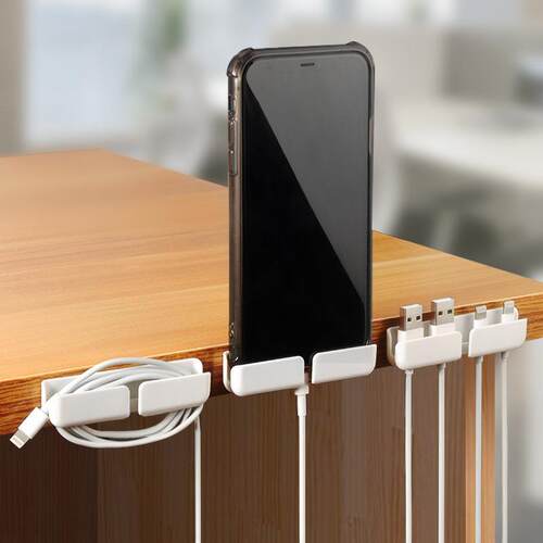 Desktop cable organizer clip, no drilling required, for mana