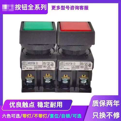 平头方形带灯按钮开关AR22FOM F0M E3 11 10 20 E3G R Y W