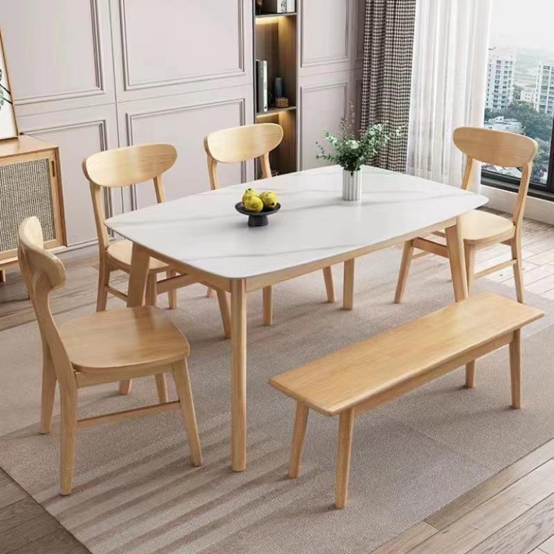 北欧实木岩板餐桌日式餐厅现代风简约长方形饭桌家用小户型餐桌椅