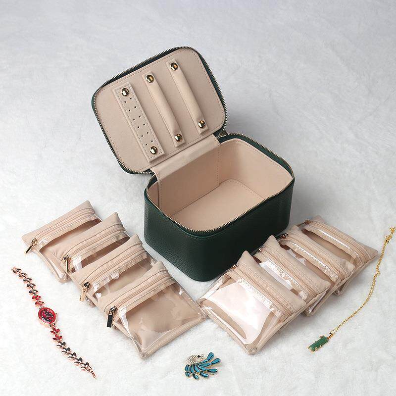 亚马逊跨境款首饰盒耳环珠宝首饰收纳盒便携旅行分装袋收纳盒子