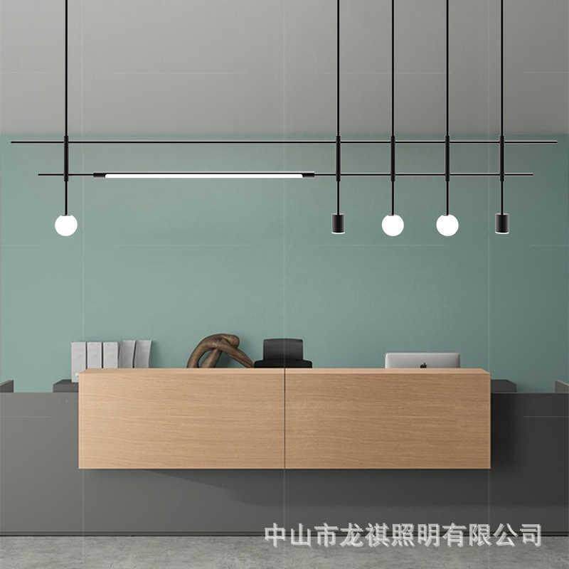 北欧前台接待区办公长条吊灯简约创意酒店设计师餐厅吧台茶室吊灯