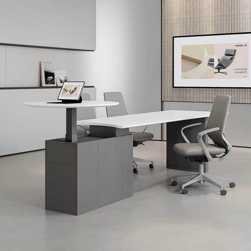 小型会议桌老板桌大班台办公室高档电动可升降桌意式电脑桌工作台